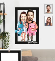 Kişiye Özel Sevgili Karikatürlü 3D Ahşap Tablo 30x47  Model 17