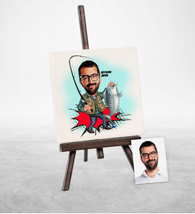 BK Gift Kişiye Özel Balıkçı Karikatür Şovaleli Doğal Taş  1