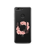 Pembe Çiçekli Harf Tasarım Süper Şeffaf Silikon Telefon Kılıfı Huawei Y7 2018 U-