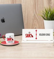 Savcı Kırmızı Türk Kahvesi Fincanı Ve Masa İsimliği Hediye Seti