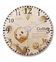 Coffee Espresso Duvar Saati Bombeli Gercek Cam