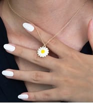 14K Gold Renk Sarı Mineli Kadın Papat ya Kolye bbk18 (Altın)