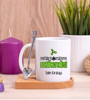 Metalurji ve Malzeme Mühendisi Ahşap Altlıklı Beyaz Kupa Bardak