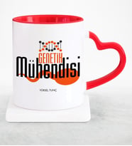 BK Gift Kişiye Özel Mesleki Genetik Mühendisi Kırmızı Kalpli Kupa Bardak
