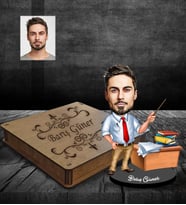 Kişiye Özel Öğretmen Karikatürlü Ahşap Biblo Kutulu Bay-4