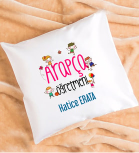 Arapça Öğretmeni Tasarımlı Kişiye Özel Hediye Arapça Öğretmeni Yastık