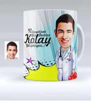BK Gift Kişiye Özel Bay Doktor Karikatürlü Beyaz Kupa Bardak  6