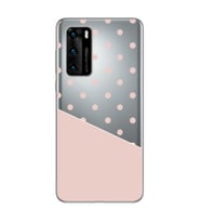 Çapraz Pembe Tasarımlı Süper Şeffaf Silikon Telefon Kılıfı Huawei P40