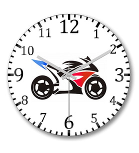 Moto Racing Duvar Saati Bombeli Gercek Cam