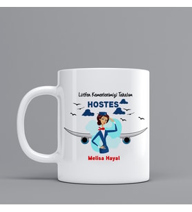 Hostes Temalı Hediye Kupa Bardak Kişiye Özel Hediye SZ70