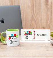 Bilgisayar Programcısı Yeşil Kupa Bardak Ve Masa İsimliği Hediye Seti