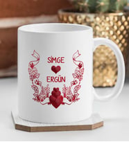 BK Gift Kişiye Özel Beyaz Kupa Bardak Sevgililer Günü Temalı 57