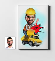 BK Gift Kişiye Özel Bay Yol Mühendisi Karikatür Kanvas Tablo 50x70cm 1