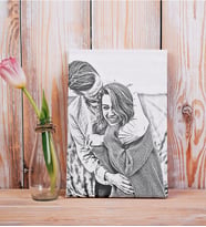 8 Mart Kadınlar Günü Hediyesi Kişiye Özel Karakalem Tasarımlı Kanvas Tablo 27x40
