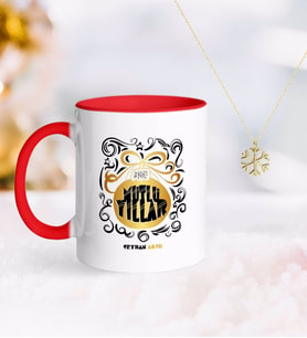 BK Gift Kişiye Özel Yılbaşı Mutlu Yıllar Kırmızı Kupa ve Kar Tanesi Kolye-9 (Model 1)