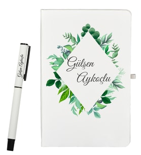 Sevgiliye Hediye Kişiye Özel Olarak Hazırlanmış Defter Ve Roller Kalem Seti