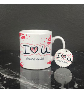 I Love You Kupa Bardak ve Anahtarlık Set