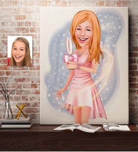 BK Gift Kişiye Özel Bayan Karikatürlü Kanvas Tablo 70x100cm -41