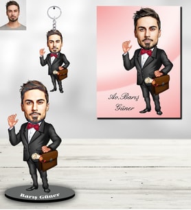Kişiye Özel Avukat Karikatürlü 3 lü Hediye Seti Bay-1