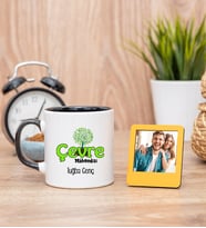 Çevre Mühendisi Siyah Kupa Bardak ve Sarı Mini Fotoğraf Çerçevesi