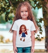BK Gift Kişiye Özel Kız Çocuk Karikatürlü Beyaz T-Shirt-4 (Beyaz)