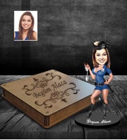 Kişiye Özel Polis Karikatürlü Ahşap Biblo Kutulu Bayan-3