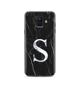 Samsung A6 (2018) Siyah Mermer Harf Tasarımlı Telefon Kılıfı S-Harfi 