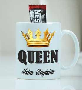 Kişiye Özel Queen Desenli Kupa Bardak - Nescafe Hediyeli