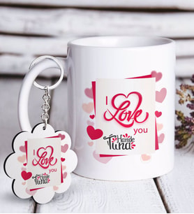 BK Gift Kişiye Özel Sevgililer Günü Beyaz Kupa ve Anahtarlık Hediye Seti-133 (Model 1)