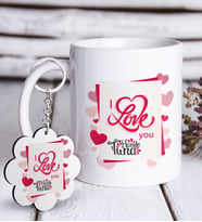 BK Gift Kişiye Özel Sevgililer Günü Beyaz Kupa ve Anahtarlık Hediye Seti-133 (Model 1)