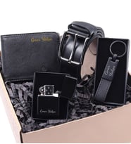 Kişiye Özel Zippo Tarzı Çakmak & Cüzdan & Kemer & Anahtarlık Hediye Seti  (Siyah)