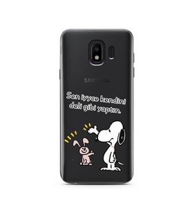 Snoopy Tasarımlı Süper Şeffaf Silikon Telefon Kılıfı Samsung J4 (2018)