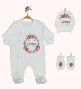 Pia Baby Gl 1937-01 İsme Özel Üçlü Tulum Set