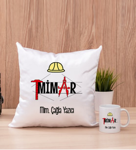 Mimar Kare Yastık ve Beyaz Kupa Bardak
