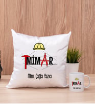 Mimar Kare Yastık ve Beyaz Kupa Bardak