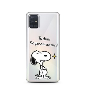 Snoopy Tasarımlı Süper Şeffaf Silikon Telefon Kılıfı Samsung A51
