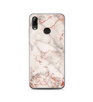 Beyaz Mermer Tasarımlı Süper Şeffaf Silikon Telefon Kılıfı Huawei P Smart (2019)