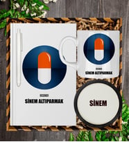 Kişiye Özel Eczacı Tasarım Defter Kalem Kupa Ve Bardak Altlığı Hediye Seti 81423