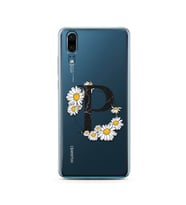 Papatya Harf Tasarım Süper Şeffaf Silikon Telefon Kılıfı Huawei P20    P-Harfi
