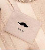 Bıyık Tasarım Keten Bez El Çantası