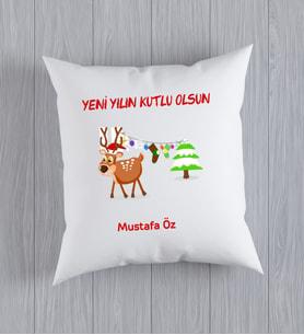 Kişiye Özel Yeni Yılın Kutlu Olsun Temalı Saten Yastık