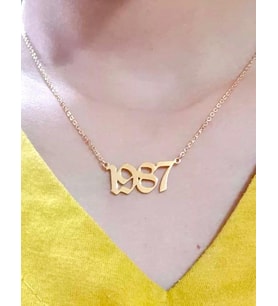 24 Ayar Has Altın Kaplama Kişiye Özel YIL Kolyesi
