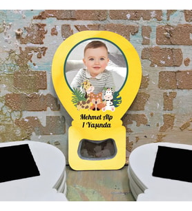 Balon Açacaklı Hediyelik Magnet - Safari Tasarım, Resimli Magnet, Bebek Doğum Günü Hatırası