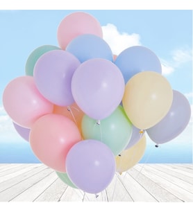 Soft Pastel Makaron Balon, Çok Renkli, 10 Adet (STD)
