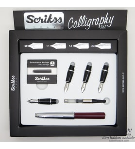 Scrikss Kaligrafi Seti Metal - Bordo  Scrikss Calligraphy  İsme Özel Kalem  Hediye Kalem