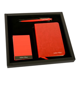 BK Gift Kişiye Özel 336 Kırmızı Defter Kalem Kartvizitlik Set