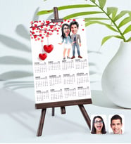 BK Gift Kişiye Özel 15x21 cm Fotoğraf Kartlı Sevgililer Karikatürlü Şövaleli 2024 Takvim -61 (Beyaz)