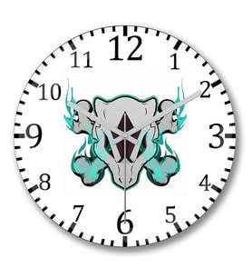 Marowak Skull Duvar Saati Bombeli Gercek Cam