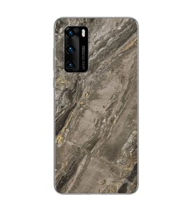 Gri Mermer Tasarımlı Süper Şeffaf Silikon Telefon Kılıfı Huawei P40