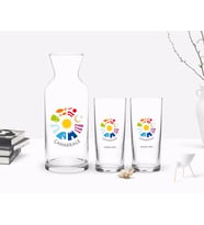 BK Gift Kişiye Özel Renkli Baskılı Çanakkale Tasarımlı Turistik İkili Rakı Bardağı ve Karaf Hediye Seti-1 (Model 1)